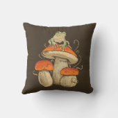 ヴィンテージカエルとマッシュルームコテージコア クッション (裏面)