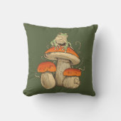 ヴィンテージカエルとマッシュルームコテージコア クッション (正面)