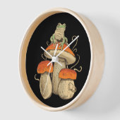 ヴィンテージカエルとマッシュルームコテージコア 壁時計 (傾斜)