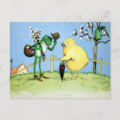 ヴィンテージカエルと雛はがき ポストカード (正面)