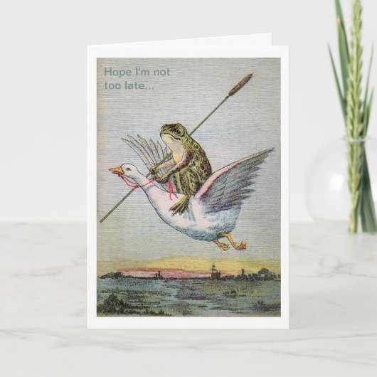 ヴィンテージカエルのガチョウの誕生日グリーティングカード カード (正面)