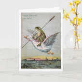 ヴィンテージカエルのガチョウの誕生日グリーティングカード カード (黄色い花)