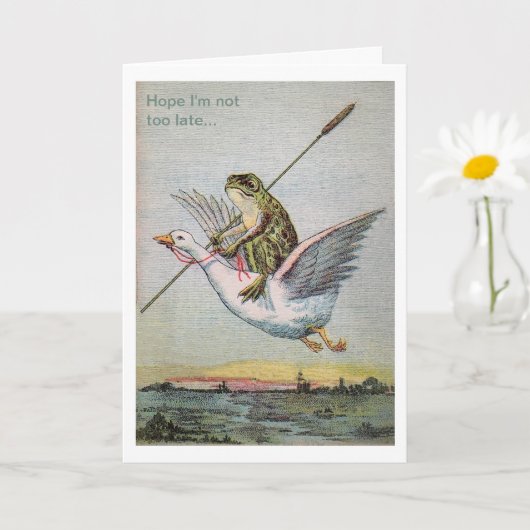 ヴィンテージカエルのガチョウの誕生日グリーティングカード カード (小さな植物)