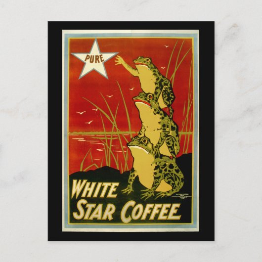 ヴィンテージカエルのコーヒー広告カード ポストカード (正面)