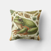 ヴィンテージカエルのシームレスな水色 クッション (裏面)
