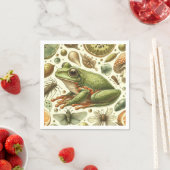 ヴィンテージカエルのシームレスな水色 スタンダードカクテルナプキン (インサイチュ)