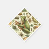 ヴィンテージカエルのシームレスな水色 スタンダードカクテルナプキン (角)