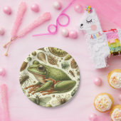 ヴィンテージカエルのシームレスな水色 ペーパープレート (パーティー)