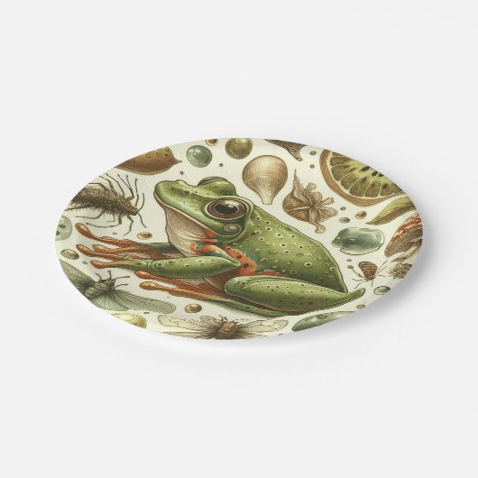 ヴィンテージカエルのシームレスな水色 ペーパープレート (アングル)