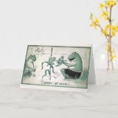 ヴィンテージカエルの双子アナウンスグリーティングカード カード (黄色い花)