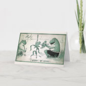 ヴィンテージカエルの双子アナウンスグリーティングカード カード (正面)