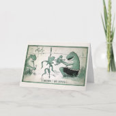 ヴィンテージカエル双生祝いグリーティングカード カード (正面)