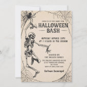 ヴィンテージカクテルスケルトン大人ハローウィンパーティ 招待状 (正面)