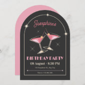 ヴィンテージカクテルスパークル誕生日 招待状 (正面/裏面)