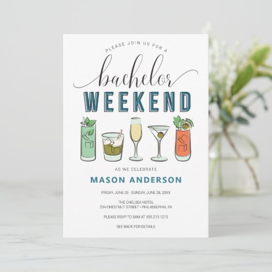 ヴィンテージカクテルバチェロパーティーの旅程 招待状 (スタンド正面)