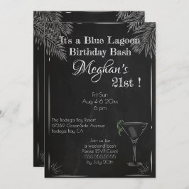 ヴィンテージカクテルブルーラグーン誕生日Bash 招待状