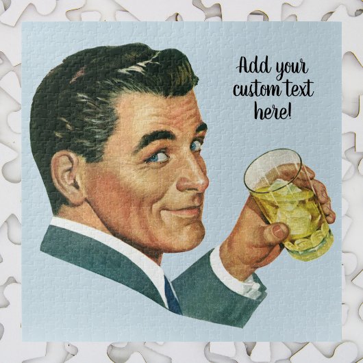 ヴィンテージカクテル飲料、ドリンクを飲む男性 ジグソーパズル