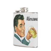 ヴィンテージカクテル飲料、男がドリンクを飲む フラスク (左)