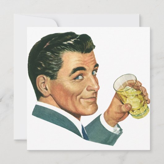 ヴィンテージカクテル飲料、男のドリンク招待状 招待状 (正面)