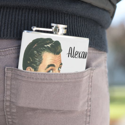 ヴィンテージカクテル飲料、男性がドリンクを飲む フラスク (インサイチュ)