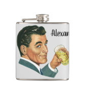 ヴィンテージカクテル飲料、男性がドリンクを飲む フラスク (正面)