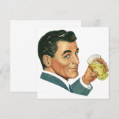 ヴィンテージカクテル飲料、男性の飲み会への招待 招待状 (正面/裏面)