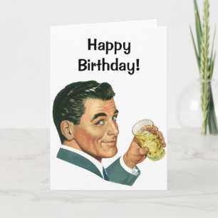 ヴィンテージカクテル飲料、飲み物を飲む男 カード