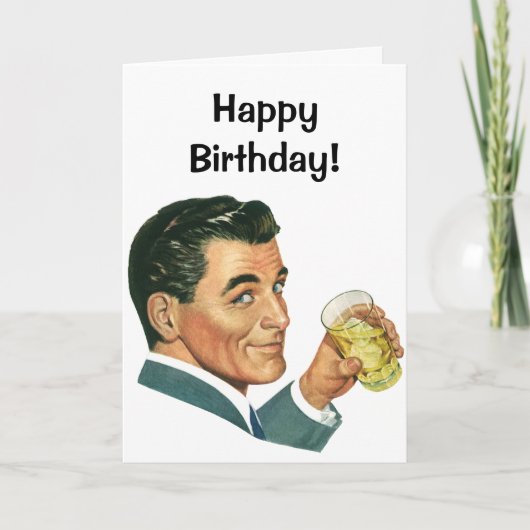 ヴィンテージカクテル飲料、飲み物を飲む男 カード (正面)