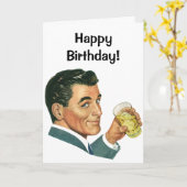 ヴィンテージカクテル飲料、飲み物を飲む男 カード (黄色い花)