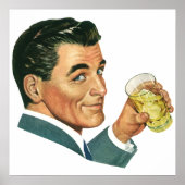 ヴィンテージカクテル飲料、飲み物を飲む男 ポスター (正面)