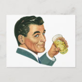 ヴィンテージカクテル飲料、飲み物を飲む男 ポストカード (正面)