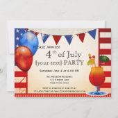 ヴィンテージカクテル4th of 7月パーティの招待状 招待状 (正面)