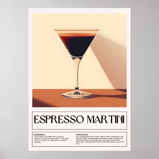 ヴィンテージカクテル： Espresso Martini ポスター (正面)