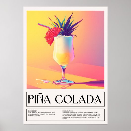 ヴィンテージカクテル: Pina Colada ポスター (正面)