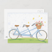 ヴィンテージカゴ付タンデム自転車 ポストカード (正面/裏面)