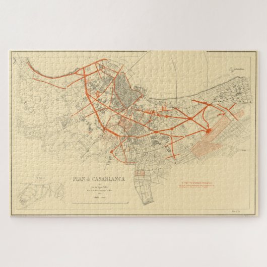 ヴィンテージカサブランカモロッコの地図(1917年) ジグソーパズル (横)