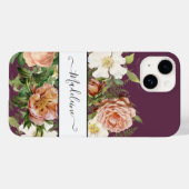 ヴィンテージカシスピンクn白フローラスタイリッシュ花 Case-Mate iPhoneケース (裏面 (横))