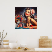 ヴィンテージカジノピンアップイラストレーション ポスター (キッチン)