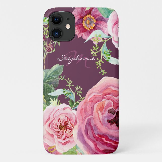 ヴィンテージカスシかわいらしピンクピーニーフローラ水彩色 Case-Mate iPhoneケース (裏面)