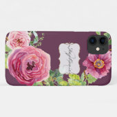 ヴィンテージカスシピンクピニーバラフローラ水彩 Case-Mate iPhoneケース (裏面(横))