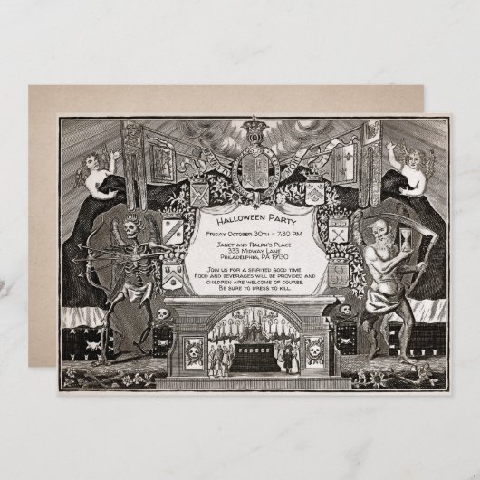 ヴィンテージカスタマイズ可能な不気味な招待状 招待状 (正面/裏面)
