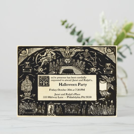 ヴィンテージカスタマイズ可能な葬儀スタイル 招待状 (スタンド正面)