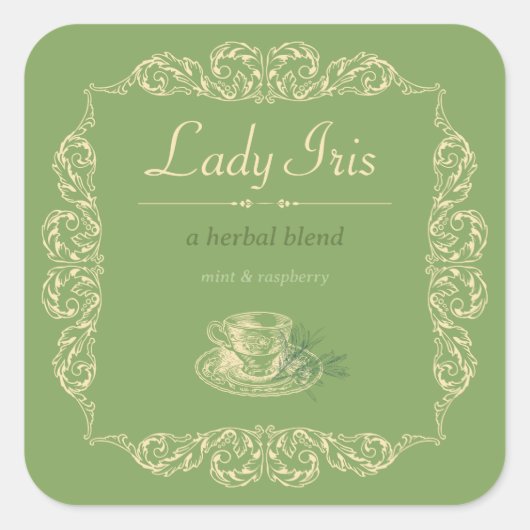 ヴィンテージカスタムの薬草茶ラベル スクエアシール (正面)