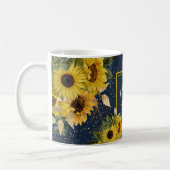 ヴィンテージカスタムひまわりモノグラムマザーエスト。ギフト コーヒーマグカップ (左)