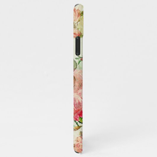 ヴィンテージカスタムほこりっぽいピンクフローラバラパターン iPhoneケース (右側)