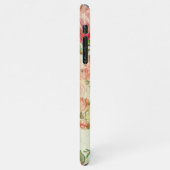 ヴィンテージカスタムほこりっぽいピンクフローラバラパターン iPhoneケース (左側)