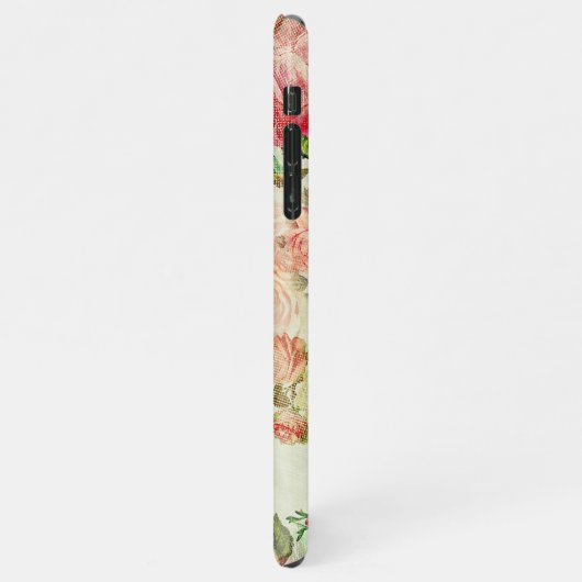 ヴィンテージカスタムほこりっぽいピンクフローラバラパターン iPhoneケース (左側)