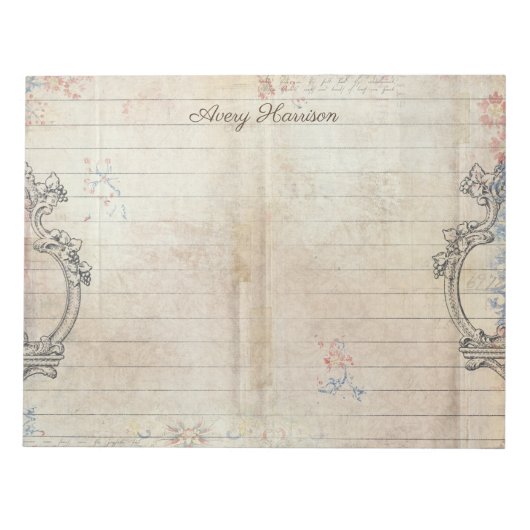 ヴィンテージカスタムアンティークリンドシャビーシックグランジ ノートパッド (正面)