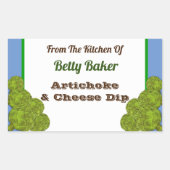 ヴィンテージカスタムアーティチョークディップまたはレシピ 長方形シール (正面)