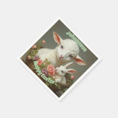 ヴィンテージカスタムイースターのパーソナライズラム&バニー スタンダードカクテルナプキン (角)